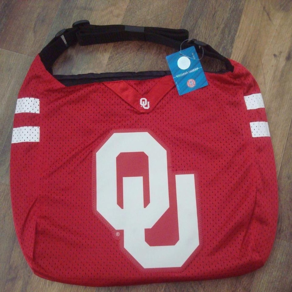 OKLAHOMA SOONERS JERSEY 16X12 BAG PURSE VINTAGE NEW TAILGATE HANDBAG TOTE